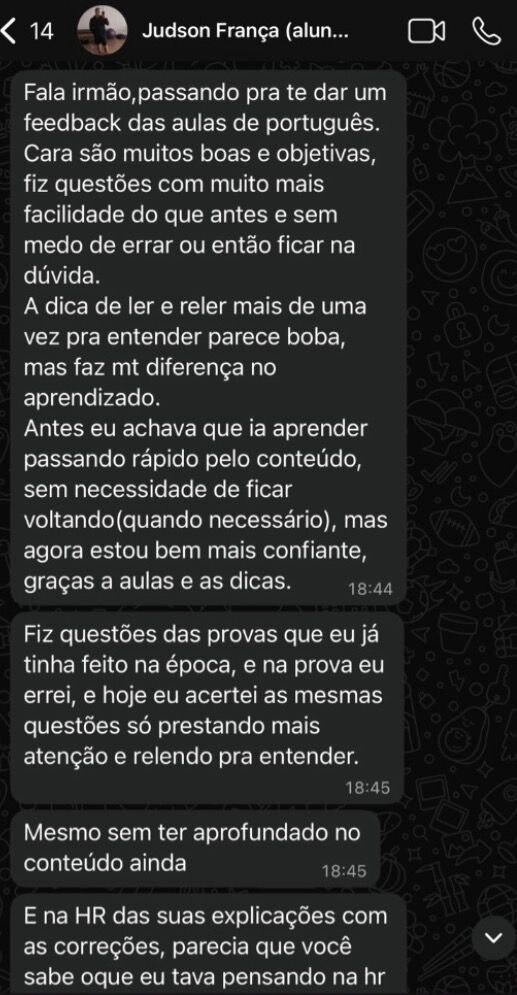 Feedback de aluno da Mentoria GMR