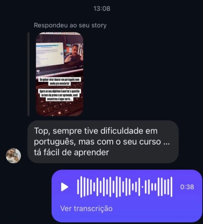 Feedback de aluno da Mentoria GMR